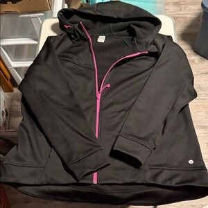 Livi Active Black Hoodie with Pink Zipper NWOT
